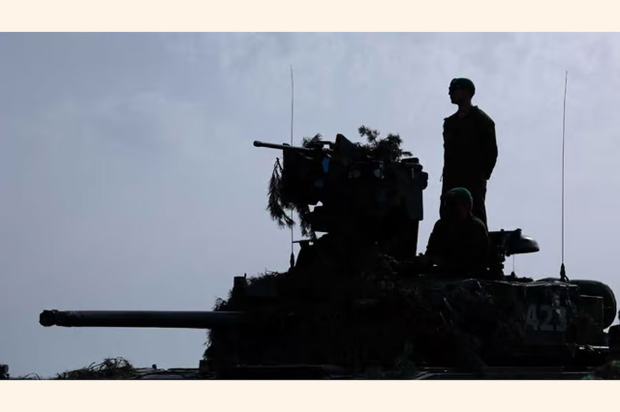 Soldiers of the NATO Response Force (NRF) attend a Norwegian, Czech, and German combat exercise during a press day as part of the "Quadriga 2024" training in Gardelegen, Germany, Apr 8, 2024.