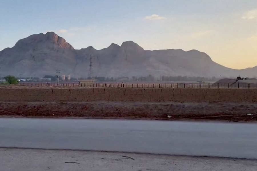 Military personnel stand guard at a nuclear facility in the Zardanjan area of Isfahan, Iran, April 19, 2024, in this screengrab taken from video.