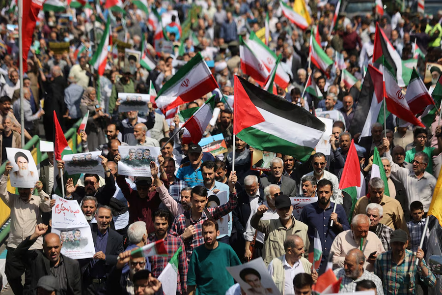 Iranians attend an anti-Israel rally in Tehran, Iran, April 19, 2024.