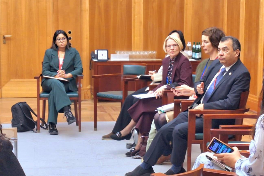 Environment, Forest and Climate Change Minister Saber Hossain Chowdhury addresses the Petersburg Climate Dialogue held in Berlin, Germany on Friday (April 26).