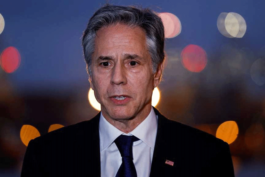 US Secretary of State Antony Blinken speaks to the press at the port of Ashdod, in Ashdod, Israel, May 1, 2024.