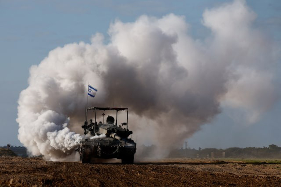 An Israeli tank manoeuvres near the Israel-Gaza border, amid the ongoing conflict between Israel and the Palestinian Islamist group Hamas, in Israel on January 24, 2024 — Reuters/File