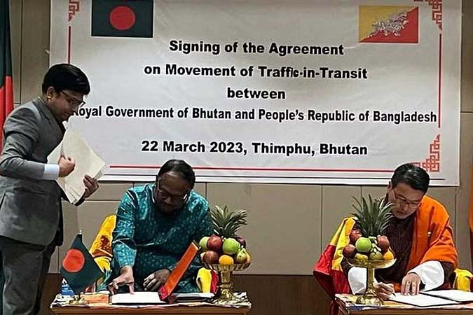 Bangladesh and Bhutan on Wednesday signed a fresh transit agreement after years of negotiations on opening the ports of Mongla, Payra and Chittagong.