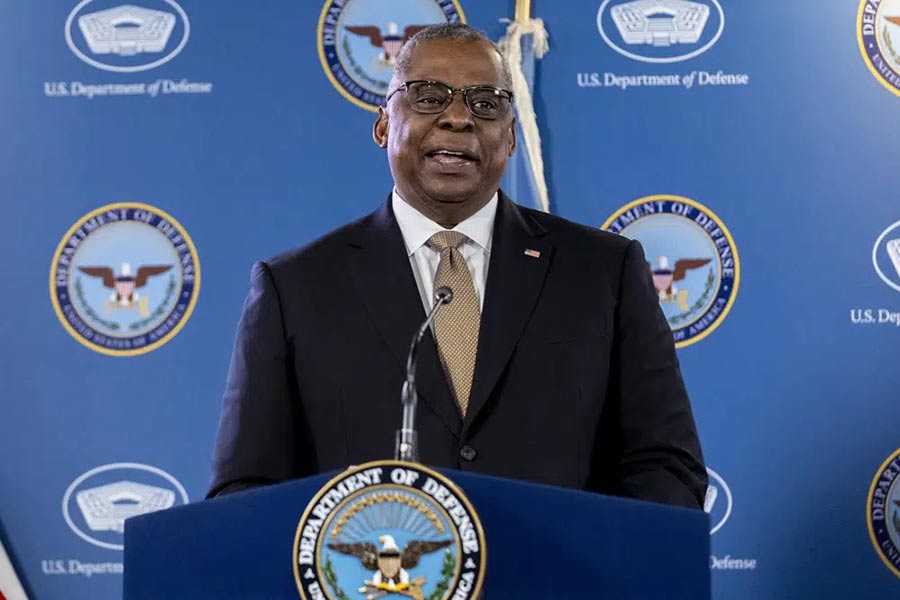 US Secretary of Defence Lloyd Austin addressing a briefing at the Pentagon in Washington on March 15 this year –AP file photo