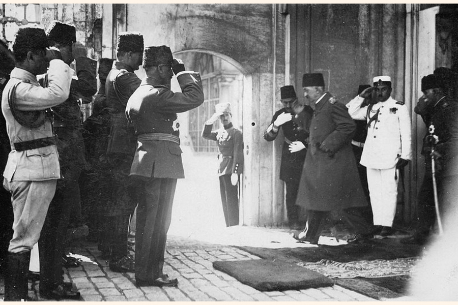 Sultan Vahideddin ( also known as Mehmed VI), the last Ottoman Caliph or Sultan, departing from the backdoor of the Dolmabahçe Palace in Istanbul. A few days after this picture was taken, the Sultan was deposed and exiled (along with his son) on a British warship to Malta, then to San Remo, Italy, where he eventually died in 1926 —Wikipedia Photo
