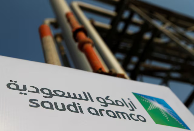 Saudi Aramco logo is pictured at the oil facility in Abqaiq, Saudi Arabia on October 12, 2019 — Reuters/File