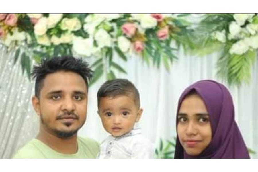 Karim Uddin, 31, his wife Shammi Akhtar Ruji, 25, and 15-month-old son Nafzi Tanim
