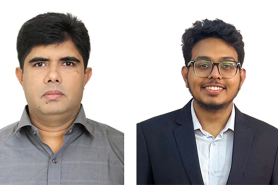 Dr Md Shahiduzzaman, Editor of ShobujBangladesh24.com (left) and Rayhan Abid of The Financial Express are seen in this combination photo