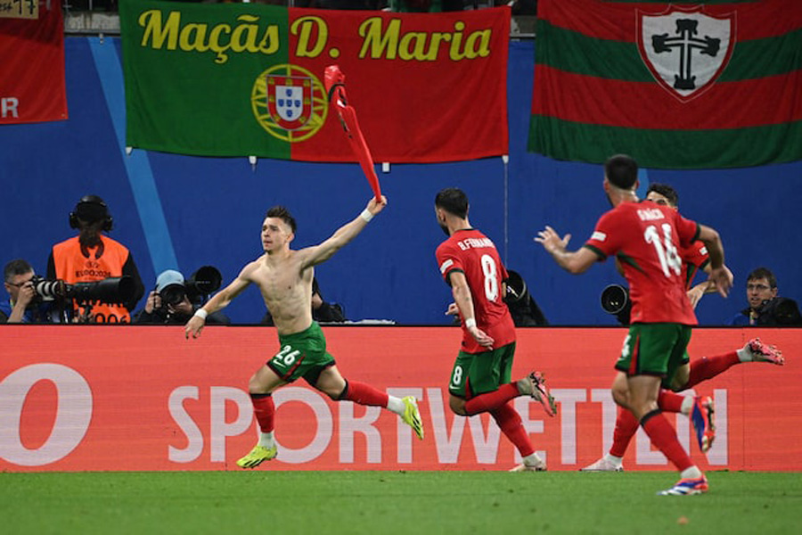 Portugal's Francisco Conceicao celebrates scoring their second goal