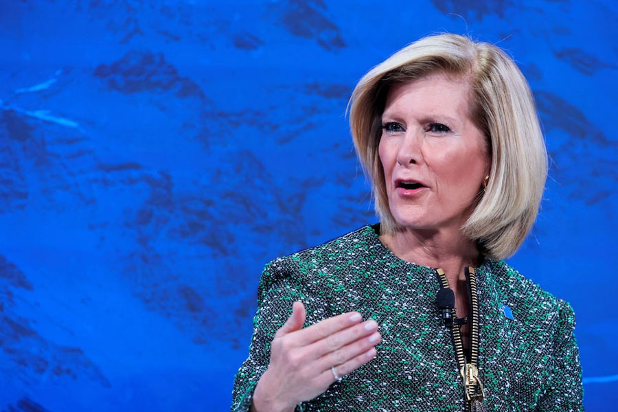 Mary Callahan Erdoes, CEO of J.P. Morgan Asset & Wealth Management, attends the 54th annual meeting of the World Economic Forum in Davos, Switzerland, January 17, 2024.