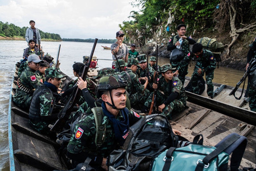 A group of People's Defence Force (PDF) freedom fighters who are fighting against the Myanmar's army