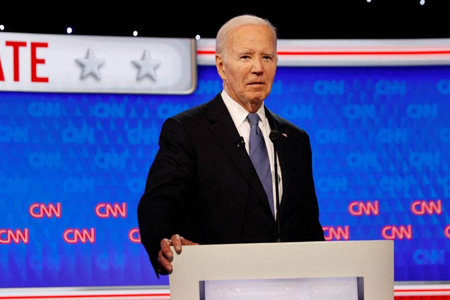 US President Joe Biden attends the first presidential debate hosted by CNN in Atlanta, Georgia, US, Jun 27, 2024.