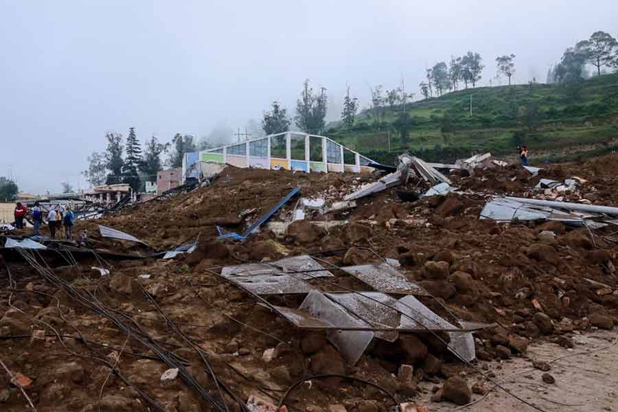 A view shows the site of a landslide in Alausi of Ecuador on Monday -Reuters photo