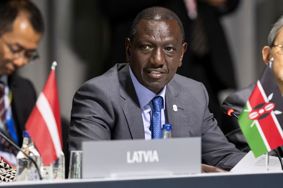 President William Kipchirchir Ruto of Kenya speaks during a plenary session of the Summit on peace in Ukraine, in Stansstad near Lucerne, Switzerland, June 16, 2024.