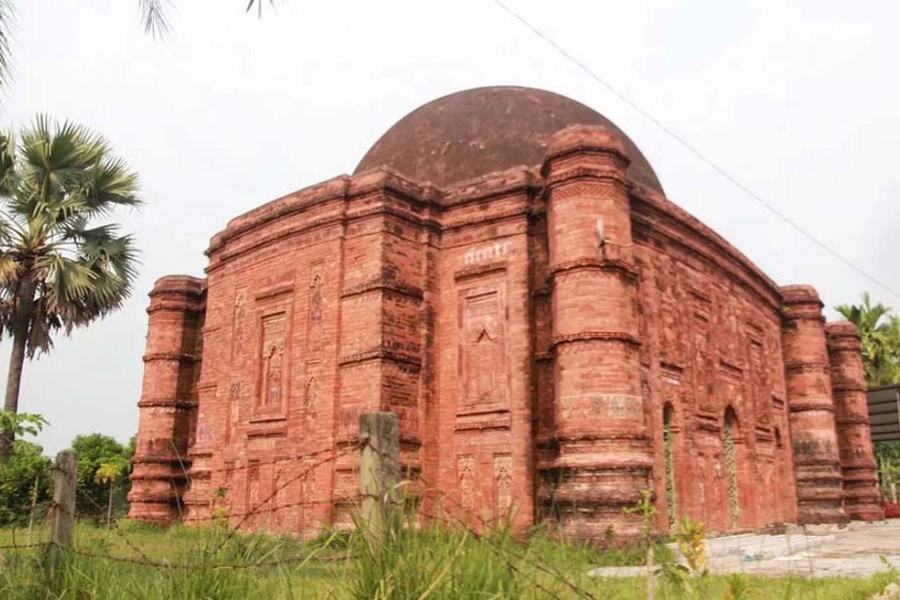 A partial view of Centuries-old historic Sankar Pasha Shahi Mosque in Habiganj