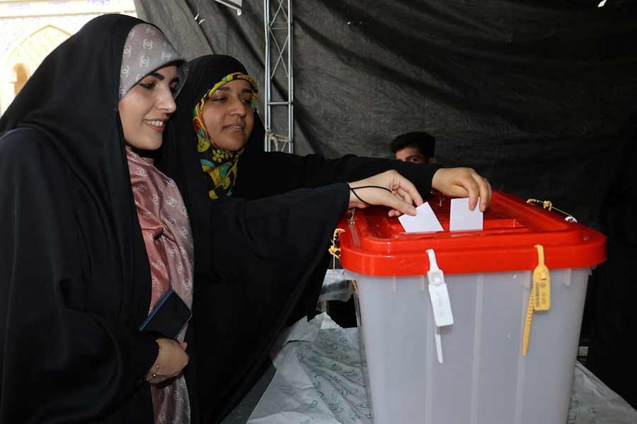 Iranian women casting votes in the run-off presidential election in Tehran on Friday –Reuters photo