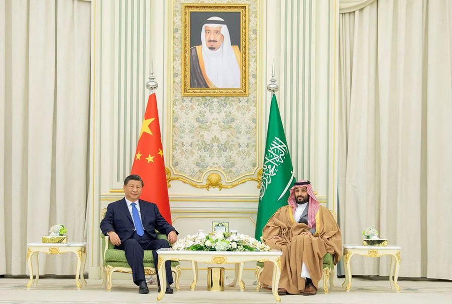 Saudi Crown Prince Mohammed Bin Salman meets with Chinese President Xi Jinping in Riyadh, Saudi Arabia on December 8, 2022 — Saudi Royal Court Handout via REUTERS