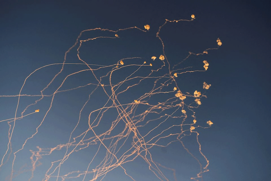 Interceptions of rockets launched from Lebanon to Israel over the border, amid ongoing cross-border hostilities between Hezbollah and Israeli forces, close the Israeli border with Lebanon, on its Israel side June 27, 2024.