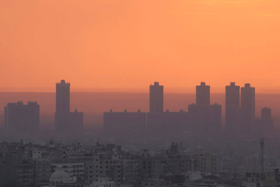 A general view of Cairo skyline during sunset, with foggy cold weather around the country, Cairo, Egypt February 2, 2023.