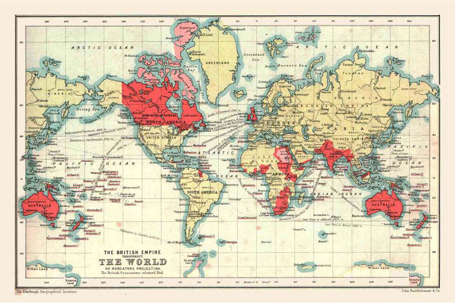 World map showing the British Empire in 1902