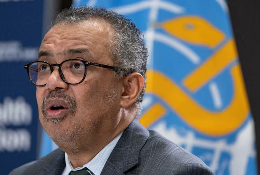 Director-General of the World Health Organisation (WHO) Dr. Tedros Adhanom Ghebreyesus attends an ACANU briefing in Geneva, Switzerland, December 15, 2023.