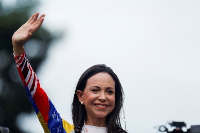 Venezuelan opposition leader Maria Corina Machado gestures during a presidential election campaign closing rally in Caracas, Venezuela on July 25, 2024 — Reuters/File