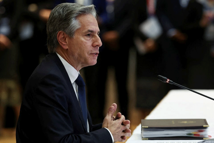 US Secretary of State Antony Blinken speaks at the 57th ASEAN Foreign Ministers' Meeting at the National Convention Center, in Vientiane, Laos, July 27, 2024.