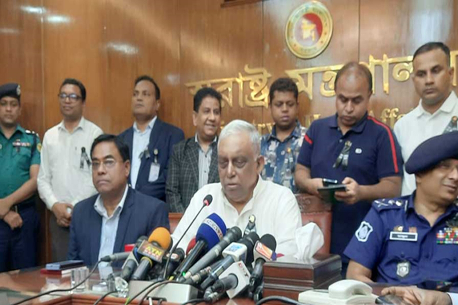 Home Minister Asaduzzaman Khan at a press briefing on Saturday