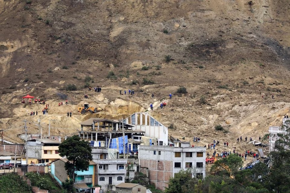 View of the site of a landslide triggered by heavy rains, during rescue operations, in Alausi, Ecuador on March 28, 2023 — Reuters photo
