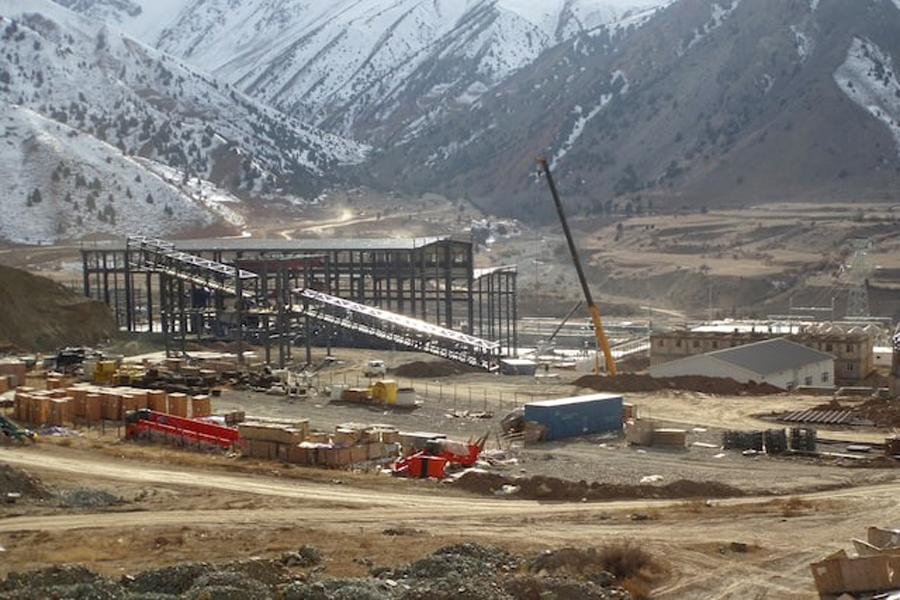 A view shows facilities under construction, which are owned by TALCO Gold Chinese-Tajik antimony and gold mining joint venture, at the Konchoch deposit in western Tajikistan November 3, 2021.
