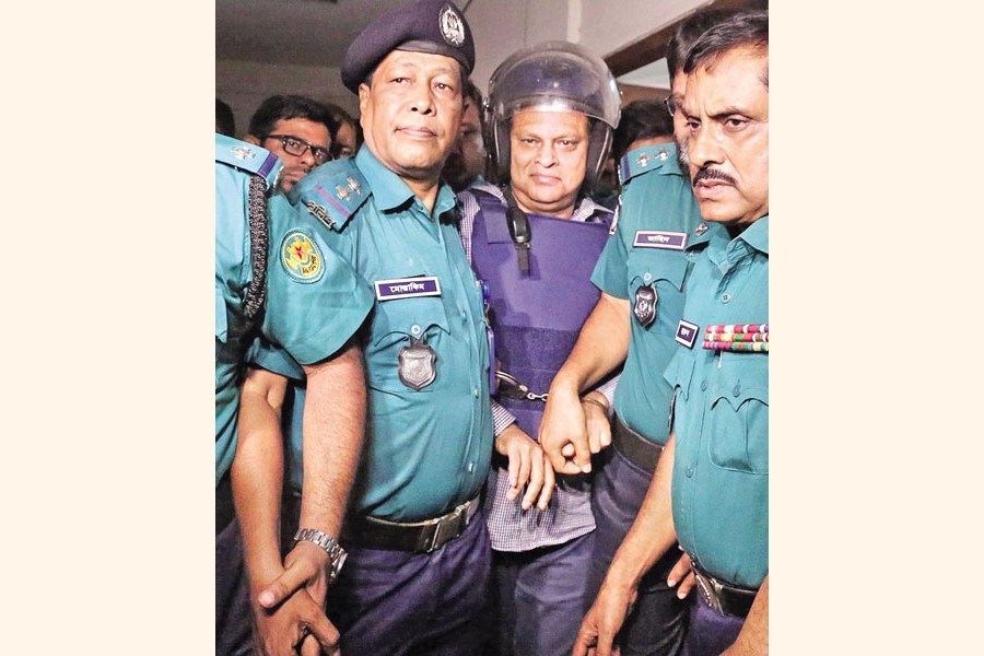 Accused of a murder in Dhaka's New Market area during the anti-quota student movement, Former Major General Ziaul Ahsan is brought before a Dhaka court on Friday. —Focus Bangla