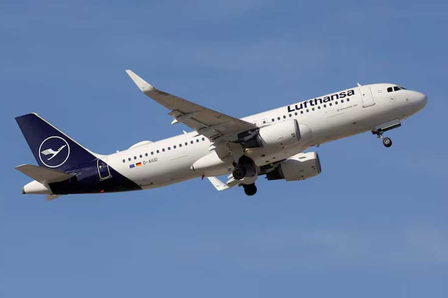 An Airbus A320-214 passenger aircraft of Lufthansa airline, takes off from Malaga-Costa del Sol airport, in Malaga, Spain, May 3, 2024.