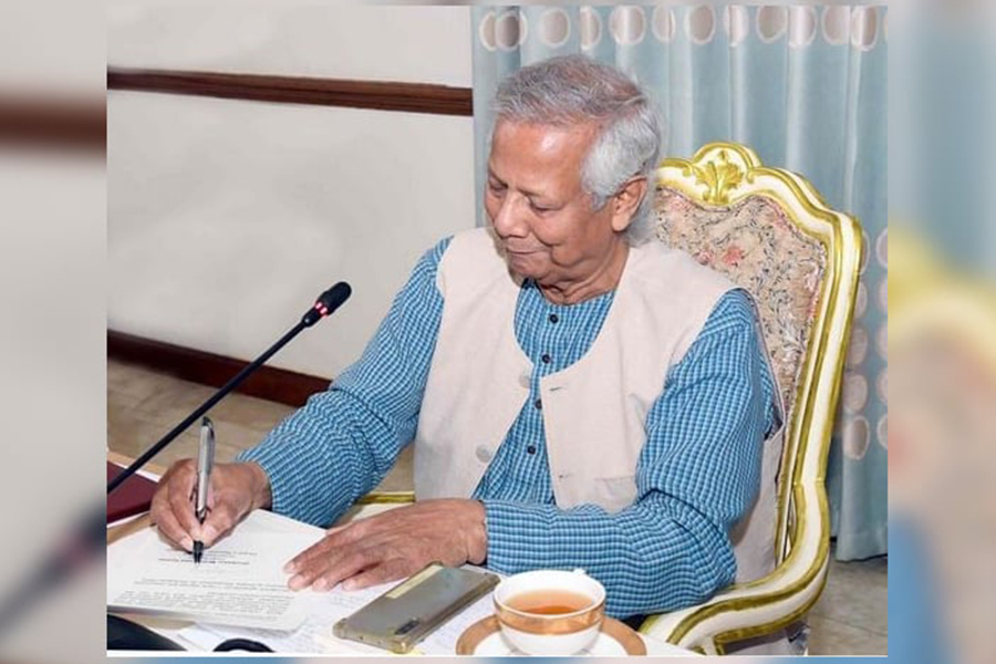Chief adviser professor Dr Muhammad Yunus signs the Instrument of Accession to the International Convention for the Protection of All Persons from enforced disappearances on Thursday — BSS photo