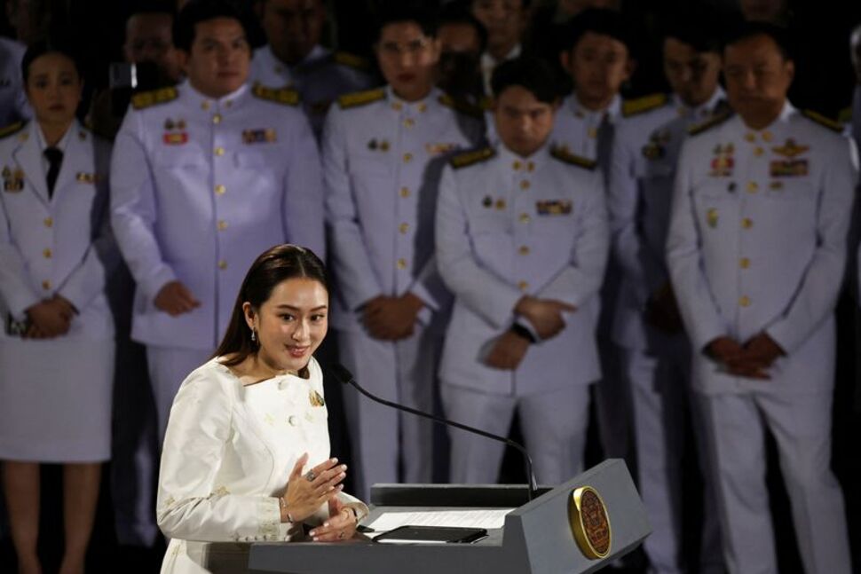 Thailand's Prime Minister Paetongtarn Shinawatra speaks during a press conference at the Pheu Thai party headquarters following a royal endorsement ceremony in Bangkok, Thailand, August 18, 2024. REUTERS/Chalinee Thirasupa/File Photo