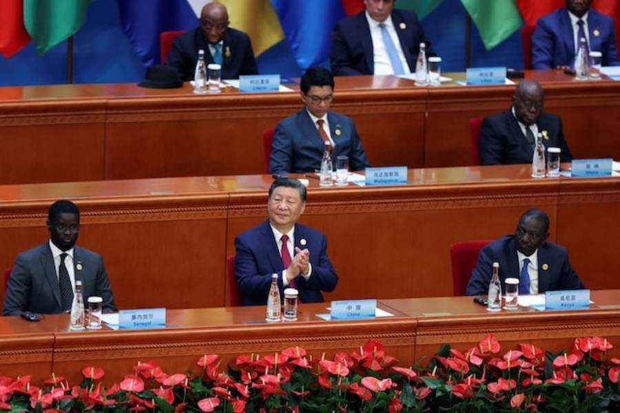 Chinese President Xi Jinping applauds as he attends the opening ceremony of the ninth Forum on China-Africa Cooperation (FOCAC) Summit alongside Senegalese President Bassirou Diomaye Faye, Kenya’s President William Ruto and other leaders, at the Great Hall of the People in Beijing, China September 5, 2024.