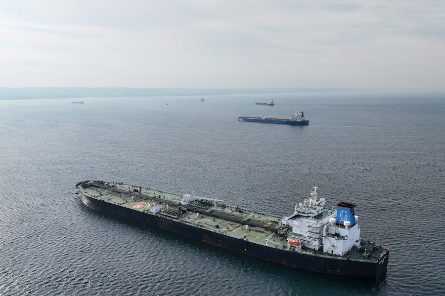 Oil tankers wait at anchorage in the Black Sea off Kilyos near Istanbul, Turkey, December 8, 2022.
