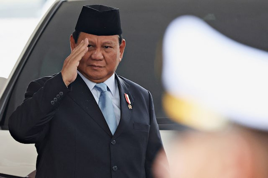 Indonesian President-elect Prabowo Subianto gestures as he attends the annual State of the Nation Address at the parliament building, ahead of the country's Independence Day, in Jakarta, Indonesia, August 16, 2024.