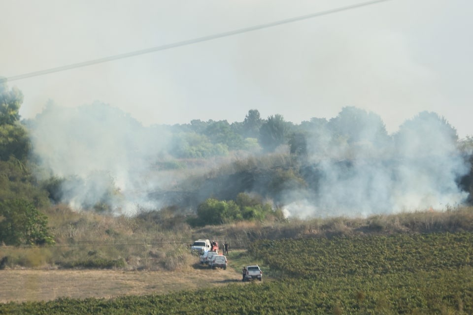 Smoke billows after a missile attack from Yemen in central Israel, September 15, 2024.