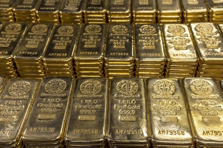 One kilo gold bars are pictured at the plant of gold and silver refiner and bar manufacturer Argor-Heraeus in Mendrisio, Switzerland, July 13, 2022.