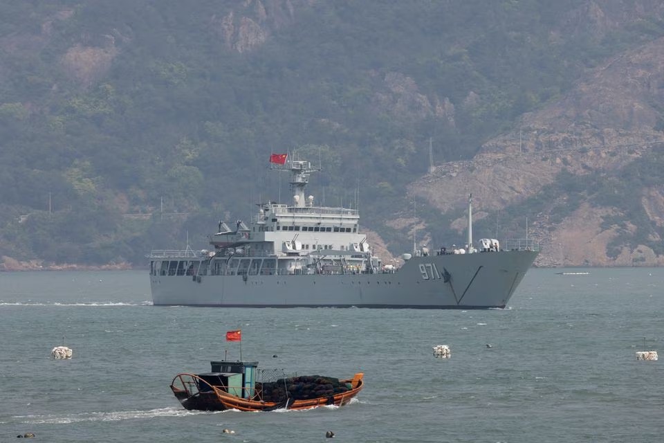 A Chinese warship sails during a military drill near Fuzhou, Fujian Province, near the Taiwan-controlled Matsu Islands that are close to the Chinese coast, China on April 8, 2023 — Reuters photo