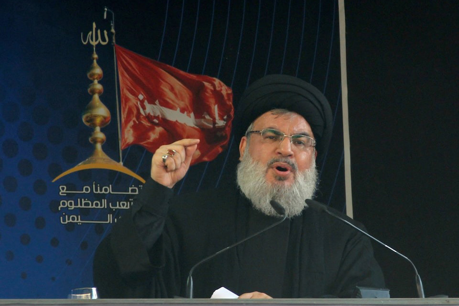 Lebanon’s Hezbollah leader Sayyed Hassan Nasrallah addresses his supporters during a public appearance at a religious procession to mark Ashura in Beirut’s southern suburbs, Lebanon October 12, 2016.