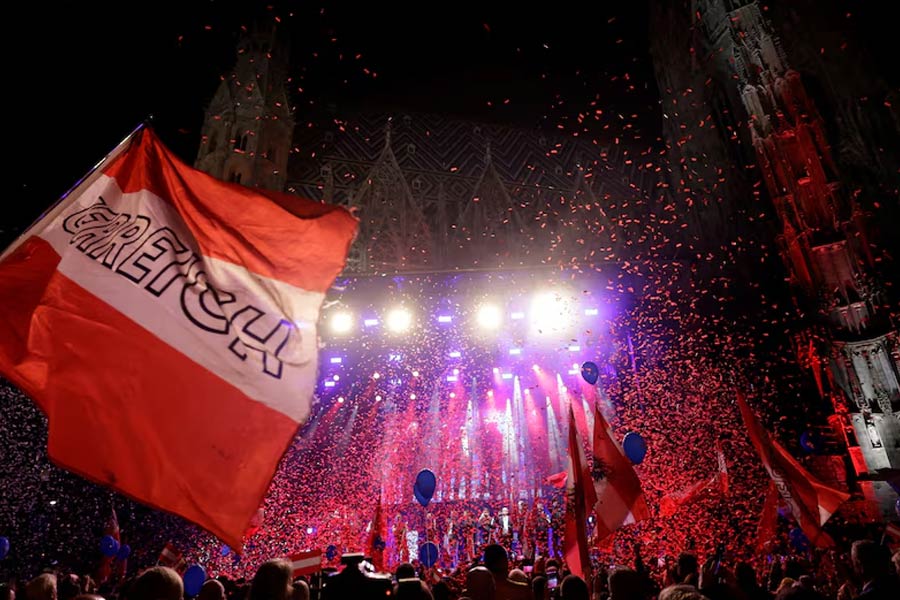Supporters of Austria’s Freedom Party (FPOe) attending their final election rally in Vienna on September 27, 2024 –Reuters photo