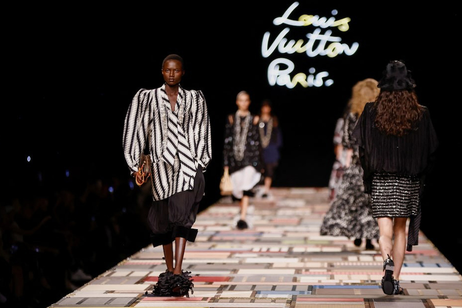 Models present creations by designer Nicolas Ghesquiere as part of his Spring/Summer 2025 Women’s ready-to-wear collection show for fashion house Louis Vuitton during Paris Fashion Week in Paris, France, October 1, 2024.