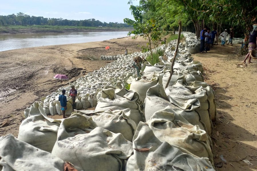 Severe erosion has been taking place at different places of Kushiyara riverbanks along Sylhet-Assam border for days
