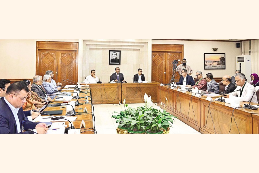 Mohammad Tofazzel Hossain Miah, principal secretary to the prime minister, speaks at the virtual Japan-Bangladesh Public-Private Joint Economic Dialogue from the PMO on Tuesday. — PID