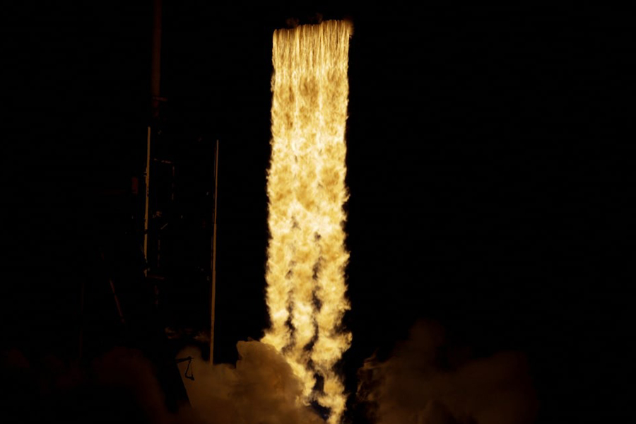 Flames are shown as a SpaceX Falcon Heavy rocket is launched for the Europa Clipper mission to study one of Jupiter's 95 moons, at the Kennedy Space Center in Cape Canaveral, Florida, US on October 14, 2024 — Reuters photo