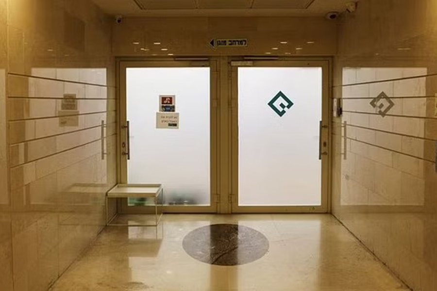 The entrance to an office listed as belonging to Quadream is seen in a high rise building in Ramat Gan, Israel, January 25, 2022.