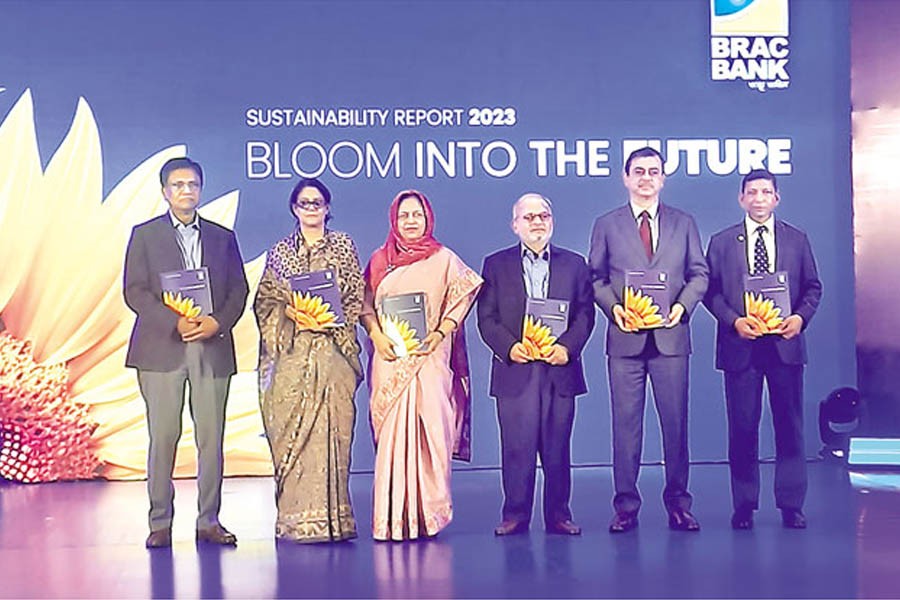 BRAC Bank launched its Sustainability Report 2023 at a function held at a local hotel Thursday evening. Syeda Rizwana Hasan, adviser for environment, forest and climate change attended as chief guest