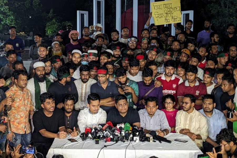 Sarjis Alam, coordinator of Anti-Discrimination Students Movement, announced a new four-member convening committee during a press conference at the Central Shaheed Minar.