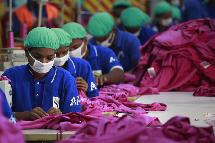 Workers at a RMG unit in Dhaka
